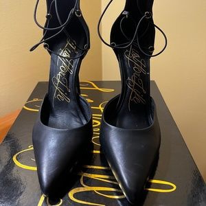 Lust for Life Kiss Me Black Leather High Heels